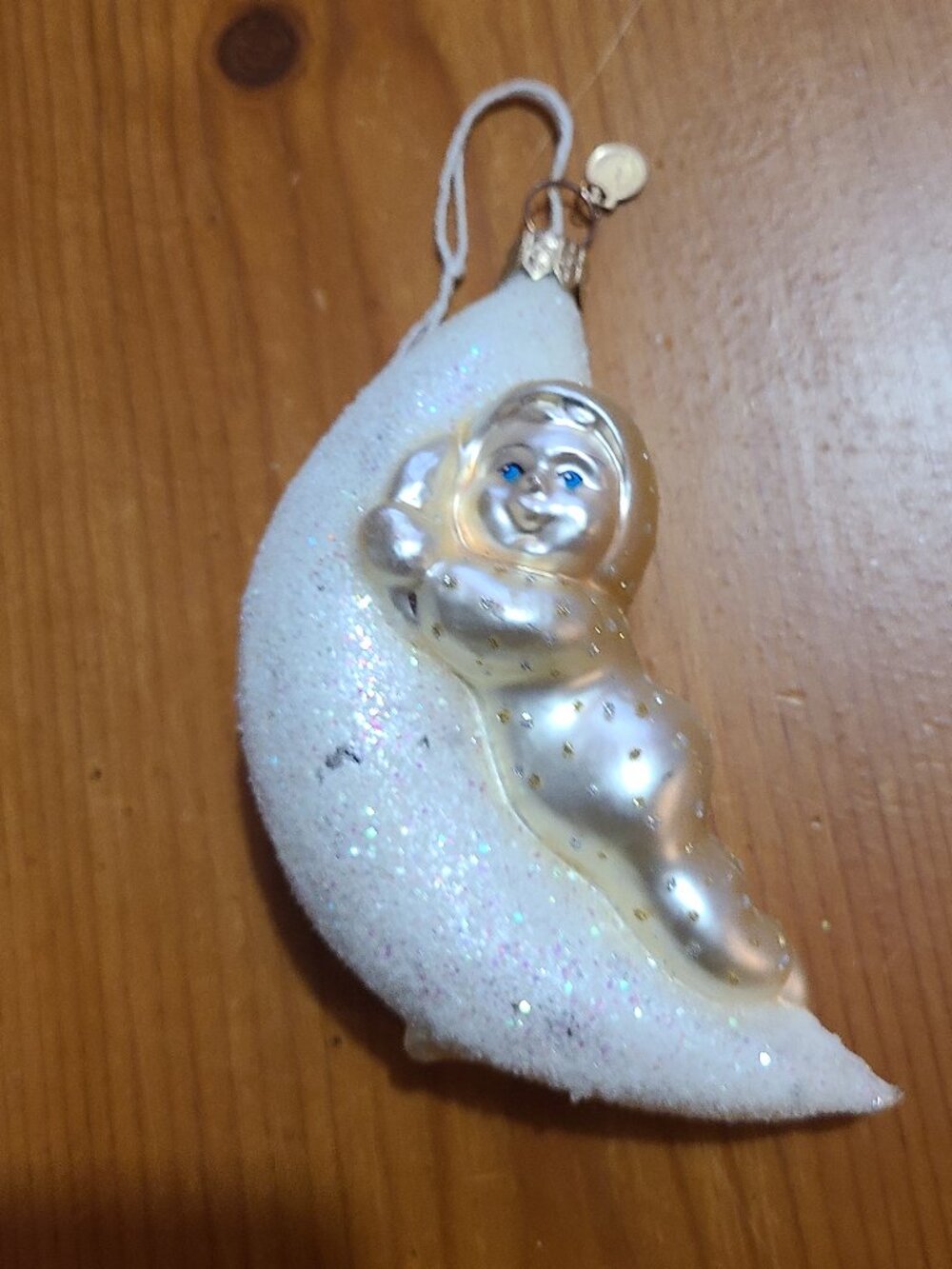 VTG Department 56 Dept 56 Child on Moon Sliver Ornament Frosted Glass Ornament